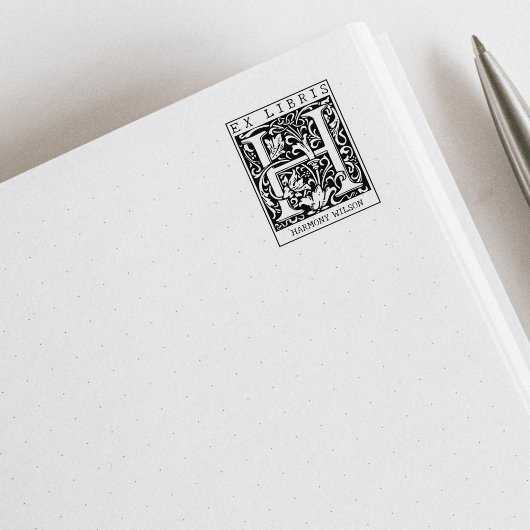 bloemenmonogram Briefboek Ex libris Rubberstempel
