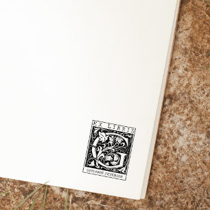 bloemenmonogram Briefboek Ex libris Rubberstempel