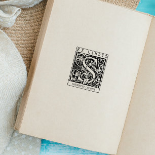 bloemenmonogram Briefboek Ex libris Rubberstempel