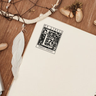 bloemenmonogram Briefboek Ex libris Rubberstempel
