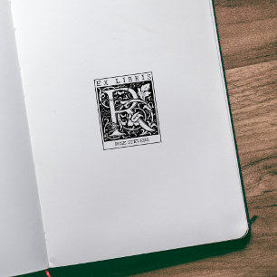 bloemenmonogram Briefboek Ex libris Rubberstempel