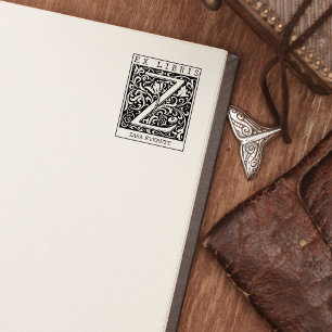 bloemenmonogram Briefboek Ex libris Rubberstempel