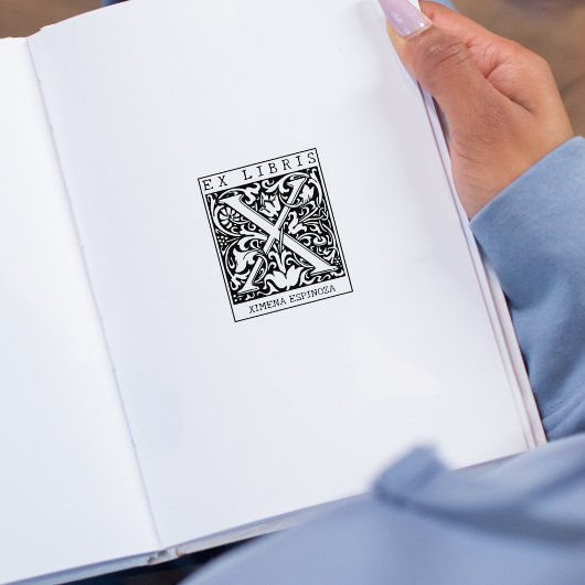 bloemenmonogram Briefboek Ex libris Rubberstempel