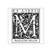 bloemenmonogram Briefboek Ex libris Rubberstempel (Afrduk)