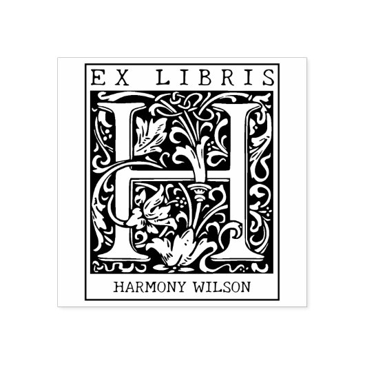 bloemenmonogram Briefboek Ex libris Rubberstempel (Afrduk)