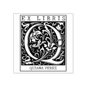 bloemenmonogram Briefboek Ex libris Rubberstempel (Afrduk)