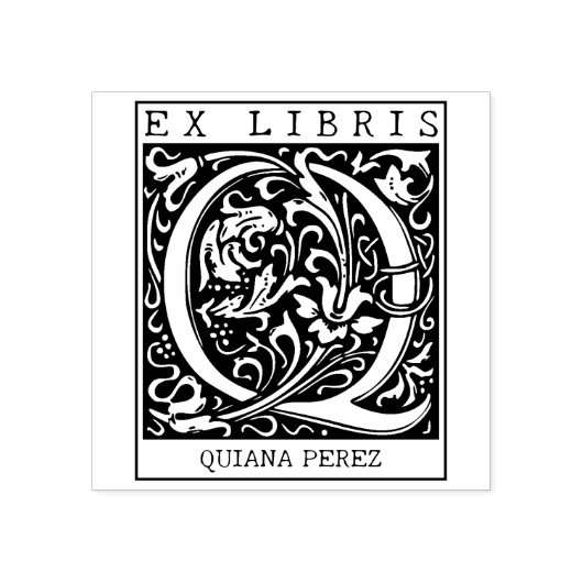 bloemenmonogram Briefboek Ex libris Rubberstempel (Afrduk)