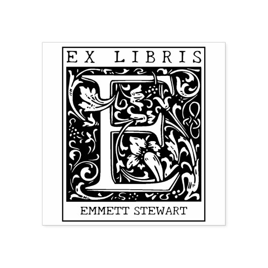 bloemenmonogram Briefboek Ex libris Rubberstempel (Afrduk)