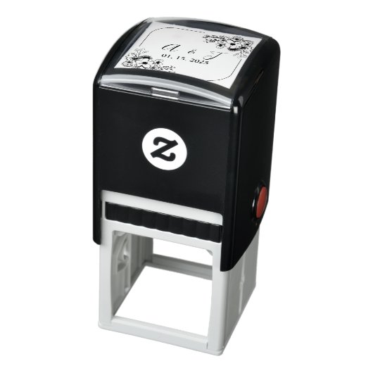 Bloemenmonogram bruiloft zelfinktstempel zelfinktende stempel (Product)