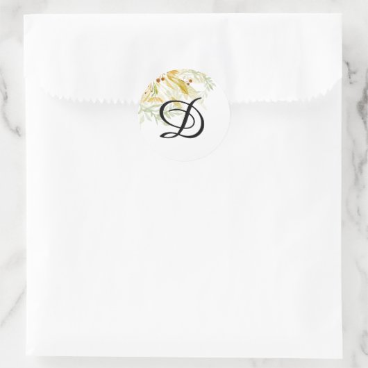 Bloemenmonogram envelopzegels ronde sticker (Tas)
