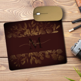  bloemenmonogram Girly Brown & gouden glitter Muismat