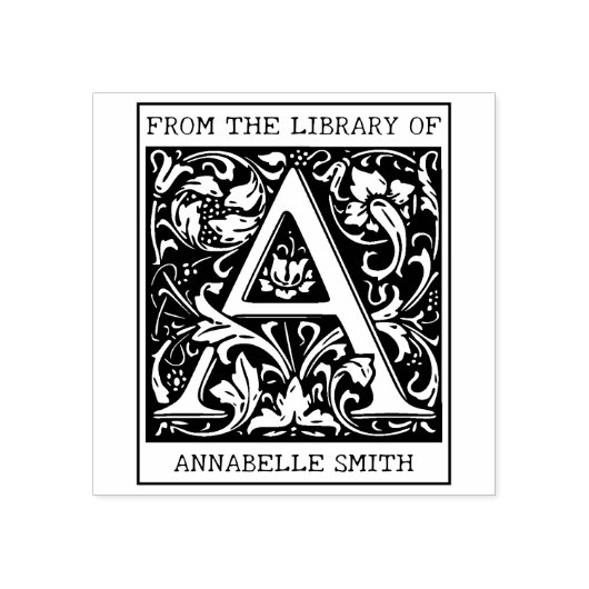  bloemenmonogram letter A uit de bibliotheek Rubberstempel (Afrduk)