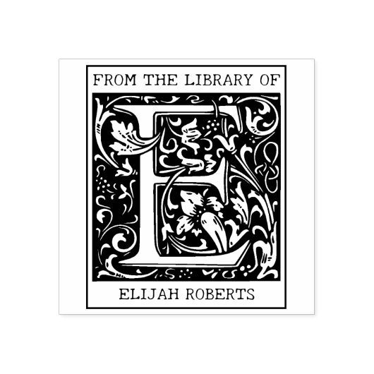  bloemenmonogram letter E uit de bibliotheek Rubberstempel (Afrduk)