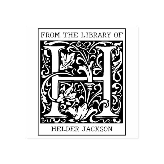 bloemenmonogram letter H uit de bibliotheek Rubberstempel (Afrduk)