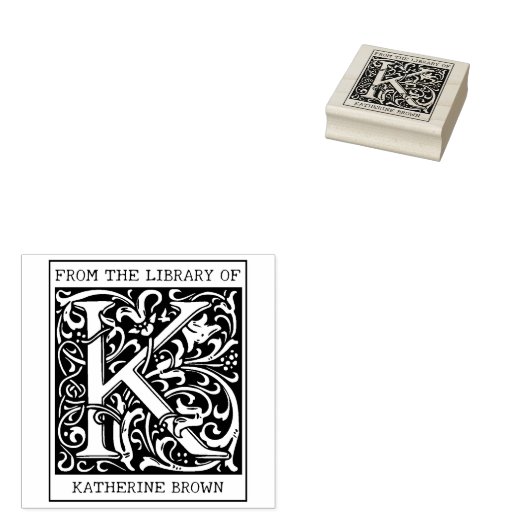  bloemenmonogram letter K uit de bibliotheek Rubberstempel (Gestempeld)