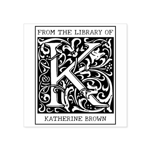bloemenmonogram letter K uit de bibliotheek Rubberstempel (Afrduk)
