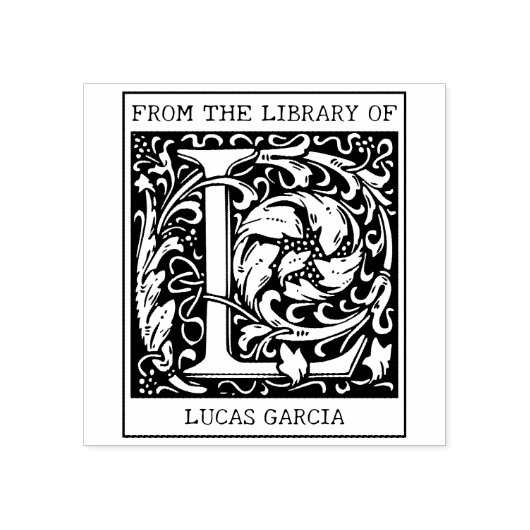  bloemenmonogram letter L uit de bibliotheek Rubberstempel (Afrduk)