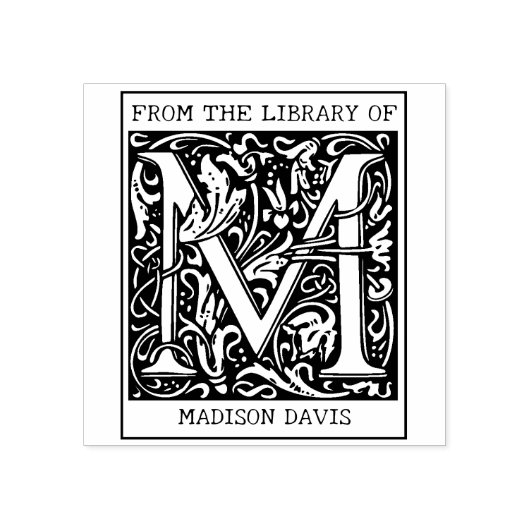 bloemenmonogram letter M uit de bibliotheek Rubberstempel (Afrduk)