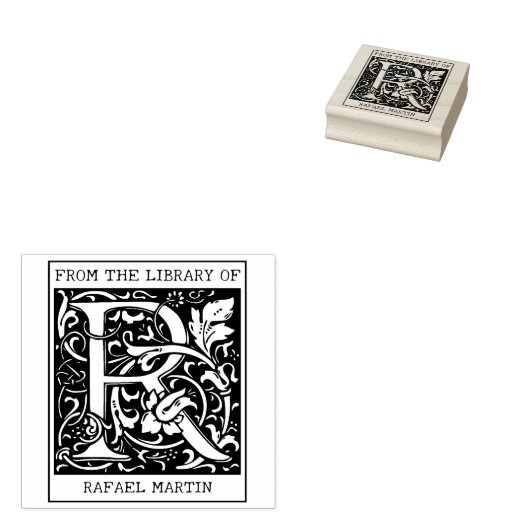  bloemenmonogram letter R uit de bibliotheek Rubberstempel (Gestempeld)