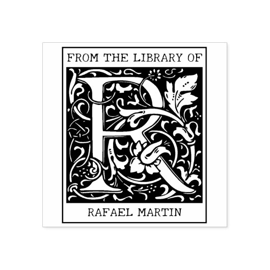 bloemenmonogram letter R uit de bibliotheek Rubberstempel (Afrduk)