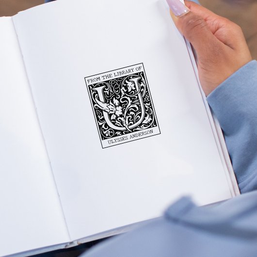 bloemenmonogram letter U uit de bibliotheek Rubberstempel