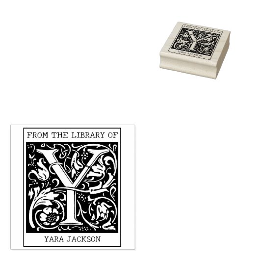  bloemenmonogram letter Y uit de bibliotheek Rubberstempel (Gestempeld)
