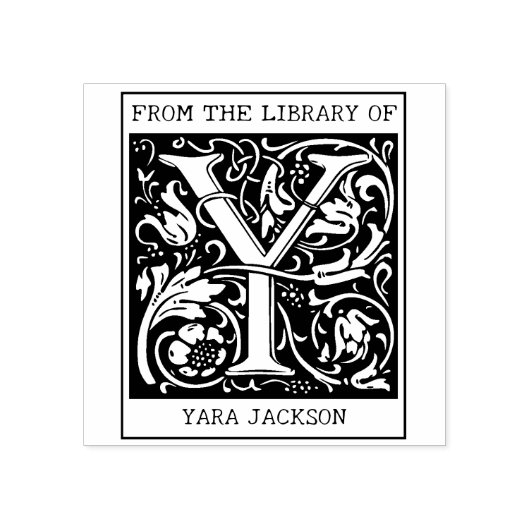 bloemenmonogram letter Y uit de bibliotheek Rubberstempel (Afrduk)