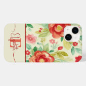  bloemenmonogram meisjesbotanische waterverf Case-Mate iPhone case (Achterkant (horizontaal))