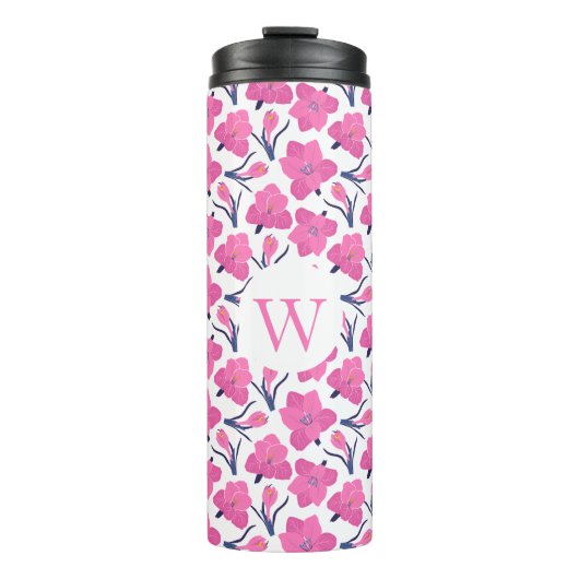 Bloemenmonogram met Initiaal – gepersonaliseerd ca Thermosbeker (Voorkant)