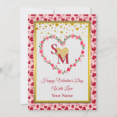 Bloemenmonogram Valentijnsdag met gouden hart (Voorkant)