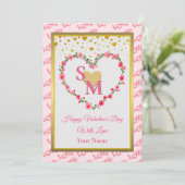 Bloemenmonogram Valentijnsdag met gouden hart (Staand voorkant)