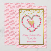 Bloemenmonogram Valentijnsdag met gouden hart (Voorkant / Achterkant)