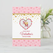 Bloemenmonogram Valentijnsdag met gouden hart (Staand voorkant)