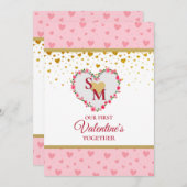 Bloemenmonogram Valentijnsdag met gouden hart (Voorkant / Achterkant)