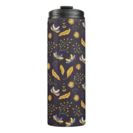 Bloemenmot vlinderpatroon thermosbeker