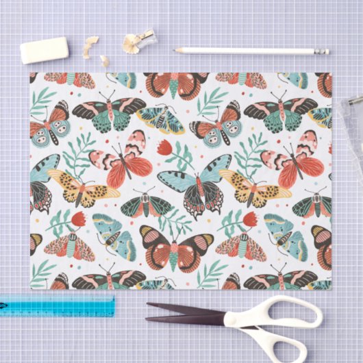 Bloemenmot vlinderpatroon tissuepapier (Craft)