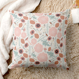 Bloemenmotief roze crème blauw kussen