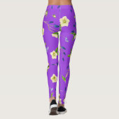 Bloemenmotief zomer op heldere paarse achtergrond leggings (Achterkant)