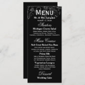 Bloemenmotief Zwart/Wit Tulp - Receptie Menu (Voorkant / Achterkant)