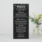 Bloemenmotief Zwart/Wit Tulp - Receptie Menu (Staand voorkant)