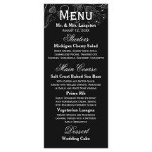 Bloemenmotief Zwart/Wit Tulp - Receptie Menu