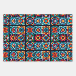 Bloemenmozaïek in levendige kleuren inpakpapier vel