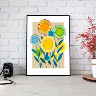 Bloemenmuur Art Canvas Afdruk
