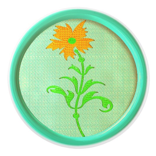  bloemennaaiknop groen keramische knop (Voorkant)