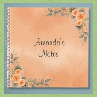 Bloemennotebook in tinten perzik en salie notitieboek