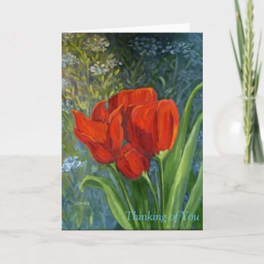 Bloemennotitiekaarten met rode tulpen - Originele Kaart (Voorkant)