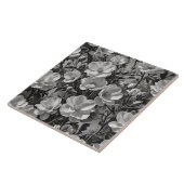 Bloemenolie schilderij grijswaarden tegeltje (Zijkant)