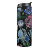 Bloemenoliepastel: naadloos patroon thermosbeker (Gedraaid links)