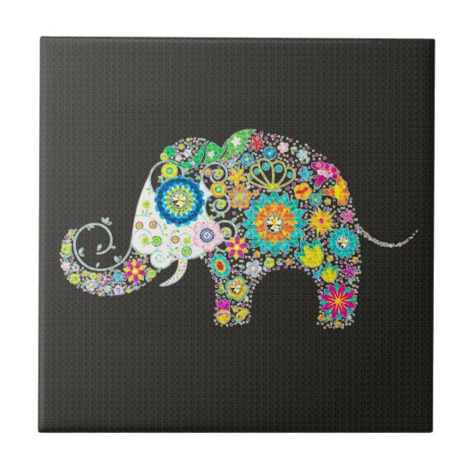 Bloemenolifant - Diamond Studs Tegeltje (Voorkant)