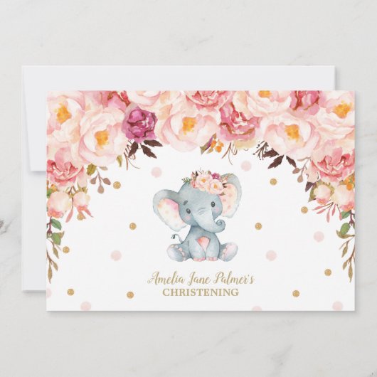 Bloemenolifant doop doop meisje foto kaart (Achterkant)